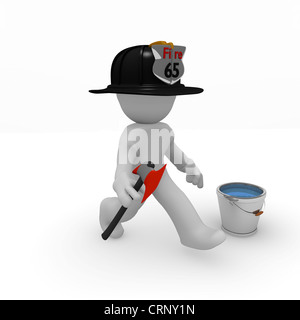 Feuerwehrmann mit einer Axt Stockfoto