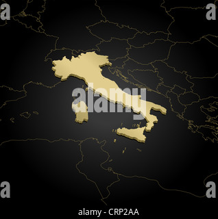 Politische Karte von Italien mit den verschiedenen Regionen. Stockfoto