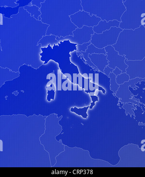 Politische Karte von Italien mit den verschiedenen Regionen. Stockfoto