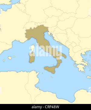 Politische Karte von Italien mit den verschiedenen Regionen. Stockfoto