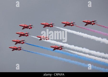 Red Arrows anzeigen Team an RNAS Yeovilton Airday 2011 Stockfoto