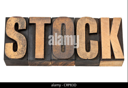 Lager Word - Business-Konzept - isoliert-Text in Vintage Buchdruck Holzart Stockfoto