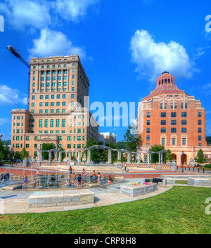 Pack Square Park in Asheville, North Carolina, USA. Stockfoto