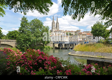 Riverside View in Niort Stadt in Deux-Sèvres, Frankreich Stockfoto