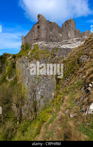 Position Cennen Castle, ein Schloss auf einem spektakulären Kalkstein-Abgrund aus dem 13. Jahrhundert. Stockfoto