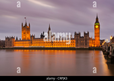 Big Ben und den Houses of Parliament am Nordufer der Themse. Stockfoto