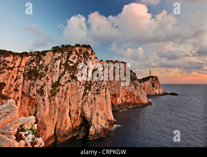 Kap Lefkatas (auch bekannt als "Kap Dukato" und "Kavos Tis Kyras"), der südlichste Punkt von Lefkada Insel, Ionisches Meer, Griechenland. Stockfoto