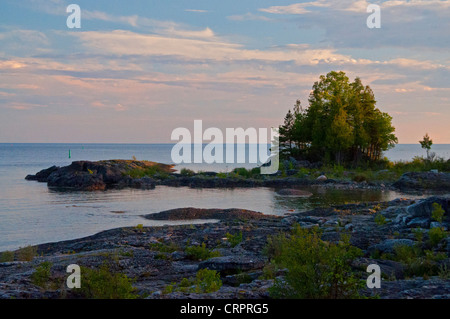 Ein Blick auf Lake Huron von Manitoulin Island. Stockfoto