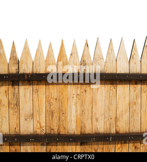 Holzzaun, isoliert auf weiss Stockfoto