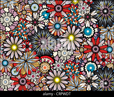 Hintergrund Illustration der verschiedenen Blumen Stockfoto