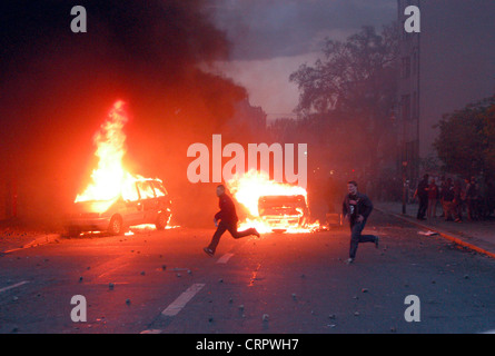 Krawalle am 1. Mai 2003 in Berlin-Kreuzberg Stockfoto