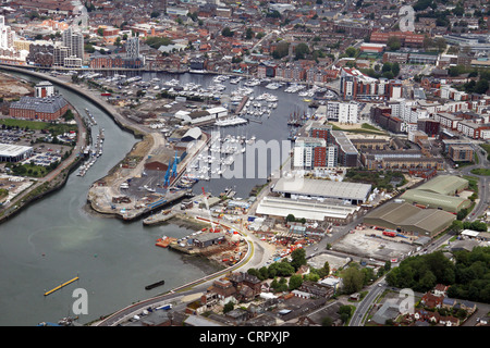 Luftaufnahme von Ipswich Marina Entwicklungen Stockfoto