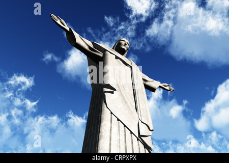 Jesus-Statue in Rio De Janeiro Brasilien Corcovado Berg 3D render Stockfoto