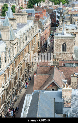 Luftaufnahme von Trinity Street Cambridge UK Stockfoto