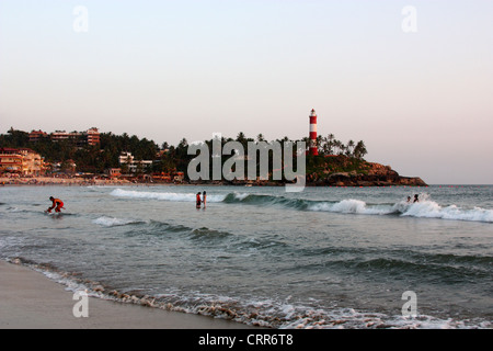 Leuchtturm Strand von Kovalam Stockfoto