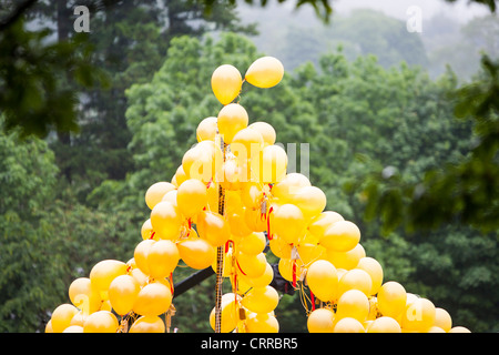 Ein gold Ballon Baum Teil der Feierlichkeiten als die Olympische Fackel-Relais verläuft durch den Lake District, UK. Stockfoto