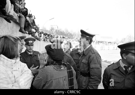 Fall der Mauer im Jahr 1989, das Brandenburger Tor Stockfoto