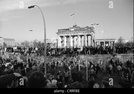 Fall der Mauer im Jahr 1989, das Brandenburger Tor Stockfoto