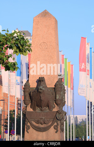 Granit-Marker für die Willem-Dock in Antwerpen, Belgien Stockfoto