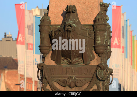 Granit-Marker für die Willem-Dock in Antwerpen, Belgien Stockfoto