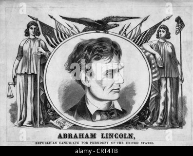 1860 USA Presidential Wahlplakat mit republikanischen Präsidentschaftskandidaten Abraham Lincoln Stockfoto