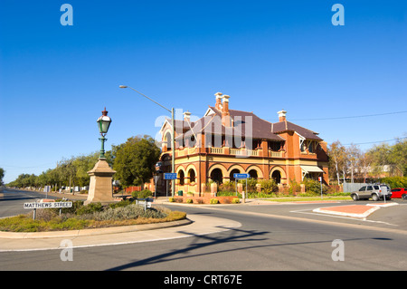 Commercial Bank (jetzt National Bank) Gebäude (1912) in Lockhart, der Veranda, Stadt, New South Wales, NSW, Australien Stockfoto