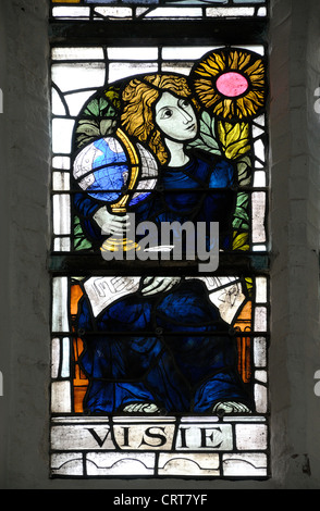 Delft, Niederlande. Oude Kerk ("alte Kirche" - Gothic) Glasfenster Darstellung "Visie" / Vision Stockfoto