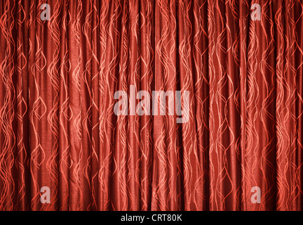 Die roten Vorhänge - Textile Hintergrund Stockfoto