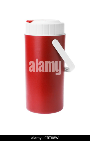 Kunststoff rot Flasche mit Griff auf weißem Hintergrund Stockfoto