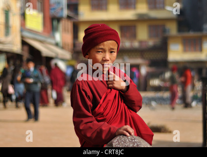 Jungen tibetischen Mönch, Boudhanath, Kathmandu, Nepal Stockfoto