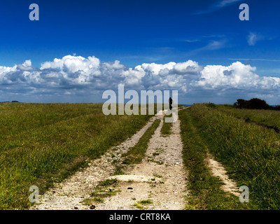 Radfahren in der South Downs National Park, in der Nähe von Brighton, Sussex Stockfoto