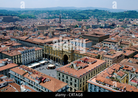 Vogelperspektive auf Piazza della Republica Florence Italy Stockfoto