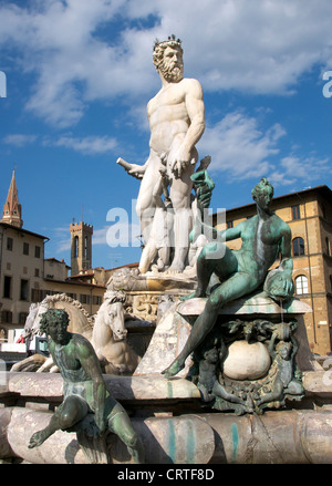 Der Neptunbrunnen von Bartolomeo Ammannati Piazza della Signoria Florence Italy Stockfoto