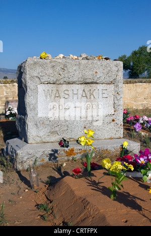 Fort Washakie, Wyoming - Grab von Chief Washakie auf dem Friedhof von Fort Washakie auf die Wind River Reservation in Wyoming. Stockfoto