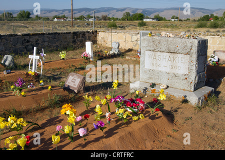 Fort Washakie, Wyoming - Grab von Chief Washakie auf dem Friedhof von Fort Washakie auf die Wind River Reservation. Stockfoto