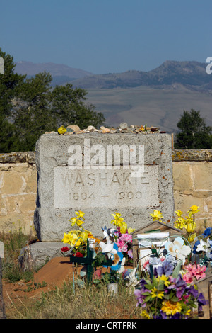 Fort Washakie, Wyoming - Grab von Chief Washakie auf dem Friedhof von Fort Washakie auf die Wind River Reservation in Wyoming. Stockfoto