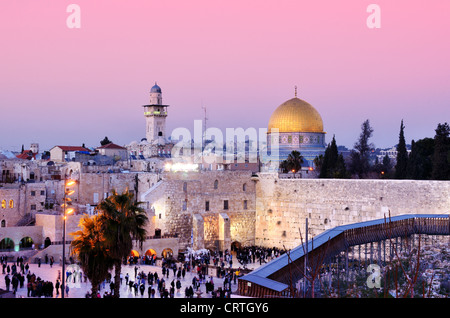 Kuppel des Rock und Klagemauer in Jerusalem, Israel Stockfoto