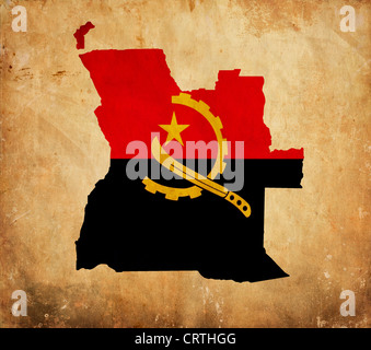 Vintage Karte von Angola auf Grunge-Papier Stockfoto
