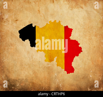 Vintage Karte von Belgien auf dem Grunge Papier Stockfoto