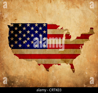 Vintage Karte der Vereinigten Staaten von Amerika auf Grunge-Papier Stockfoto