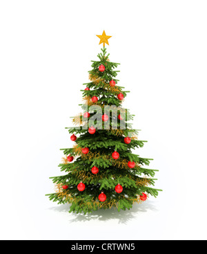 Weihnachtsbaum auf weiß Stockfoto