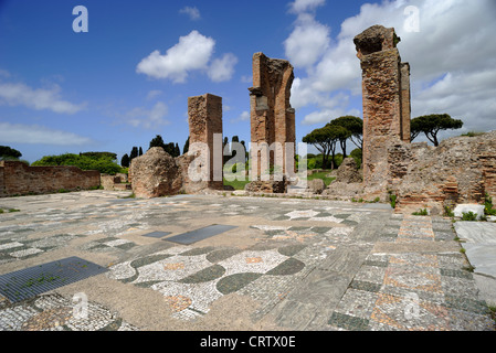 Italien, Rom, Ostia Antica, Terme di Porta Marina, Mosaike mit Meeresthermen Stockfoto