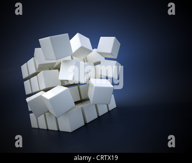 3D Abstract, fliegende Würfel Abbildung Stockfoto