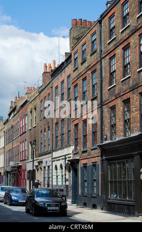 Princelet Street, viktorianischen Reihenhäusern, Spitalfields, Tower Hamlets, East End. London. England Stockfoto