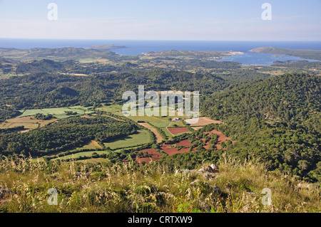 Blick vom Gipfel des Monte Toro (El Toro), Es Mercadal, Menorca, Balearen, Spanien Stockfoto