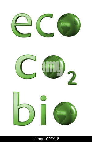 Ökologie im Zusammenhang mit 3D-Text Stockfoto
