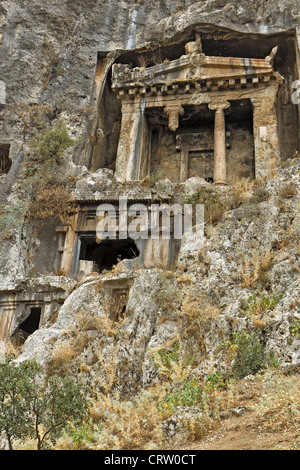 Türkei Fethiye lykische Felsengräber Stockfoto