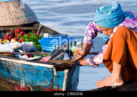 Pasar Terapung schwimmenden Markt, Kuiin und Flüsse Barito, Banjarmasin, Kalimantan, Indonesien Stockfoto