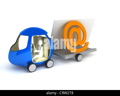 Auto über weiß. 3D render Stockfoto