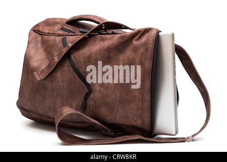 Laptop in einer Tasche Stockfoto
